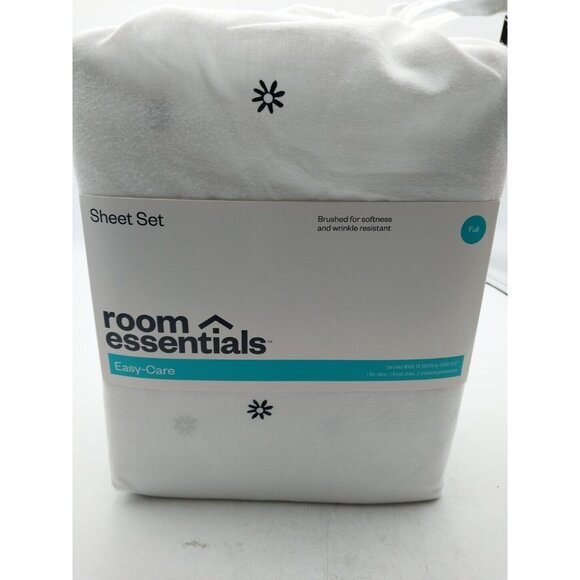 Room Essentials Full Size Sheet Set White/Black - Picture 1 of 7